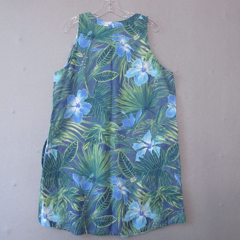 Tommy Bahama Dress XL Floral Shift Pockets Tencel Chambray Beach Vacation - Picture 8 of 10